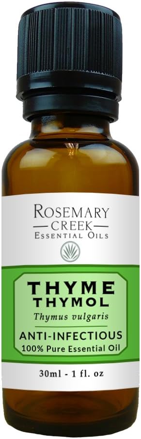 Thyme Thymol Essential Oil (Thymus vulgaris) – Anti-infectious – 100% Pure and Natural – for Oil Diffusers and Massage Therapy – by Rosemary Creek...