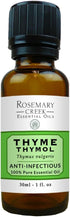 Thyme Thymol Essential Oil (Thymus vulgaris) – Anti-infectious – 100% Pure and Natural – for Oil Diffusers and Massage Therapy – by Rosemary Creek...