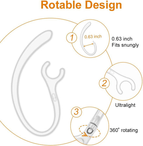 6 Pack Replacement Ear Hook Universal Small Clamp Loop Clip for Other Bluetooth Headset (Clear)...