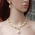 BSLVWG Pearl Necklace Set, Pearl CZ Necklace Dangle Earrings Jewelry Sets for Wedding Prom Bridal Necklace Earrings Set Women Formal Dress Accesso...