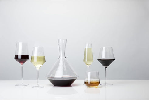 Viski Raye Angled Crystal Bordeaux Wine Glasses Set of 2 - Premium Crystal Clear Glass, Modern Stemmed, Flat Bottom Red Wine Gift Set - 16oz...