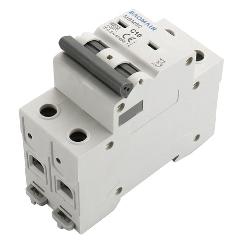 Baomain Miniature Circuit Breaker DZ47-63 C10 AC 230V 400V 10Amp 2 Pole DIN Rail Mounting...