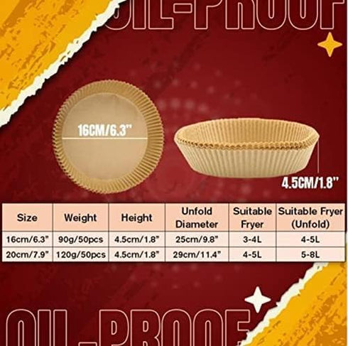 100 PCS Air Fryer Liners Disposable, Parchment Paper Liners for Air Fryer Basket, Air Fryer Sheets Round for Baking, Air Fryer Accessories...