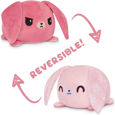 TeeTurtle - The Original Reversible Bunny Plushie - Pink Floral Ears - Cute Sensory Fidget Stuffed Animals That Show Your Mood, 4 Inch...