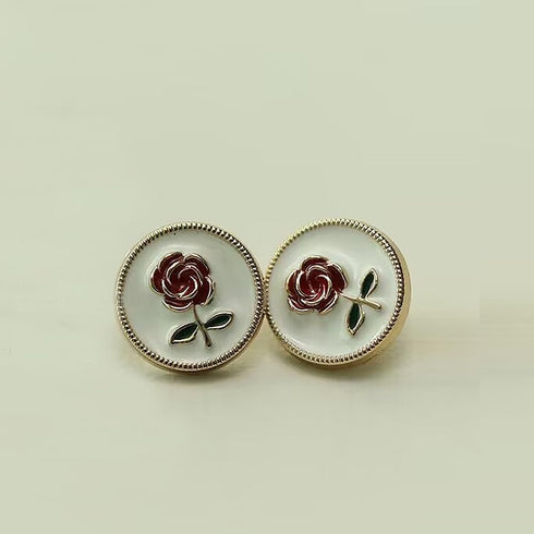 14 Pcs Vintage Red Rose Metal Buttons Sewn Button Shirt Cardigan Women's Garment 12mm/0.5inch, White/Gold...