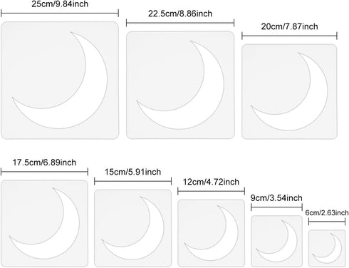 SAVITA 16pcs Moon Stencils for Crafts, Moon Template Plastic Painting&Drawing Crescent Stencil Reusable Moon Stencils for Painting Home Decoration...