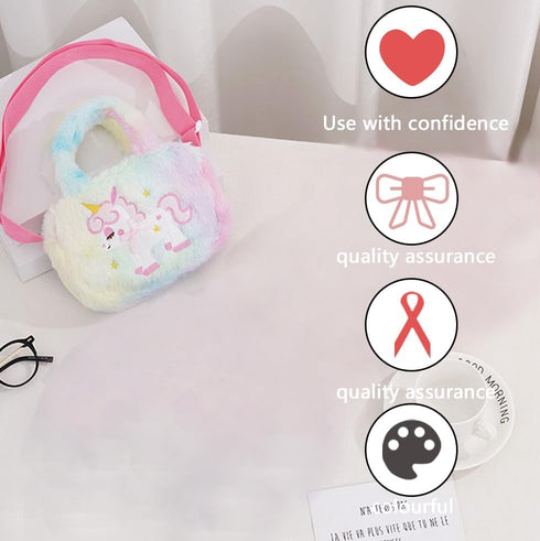 Pink Unicorn Purse, Fluffy Plush Unicorn Handbag, Cute Unicorn Dress Up Jewelry Accessories...