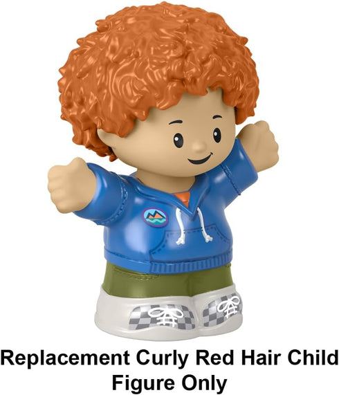 Fisher-Price Replacement Part Little People Family Playset - HBW72 ~ Replacement Curly Red Hair Child Figure ~ Wearing Blue Sweatshirt ~ Works Gre...