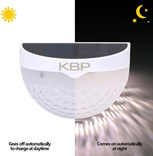KBP Solar Fence Lights Outdoor Decorative Garden Lights Waterproof Wall Lights for Patio, Yard, Stairway (White)...