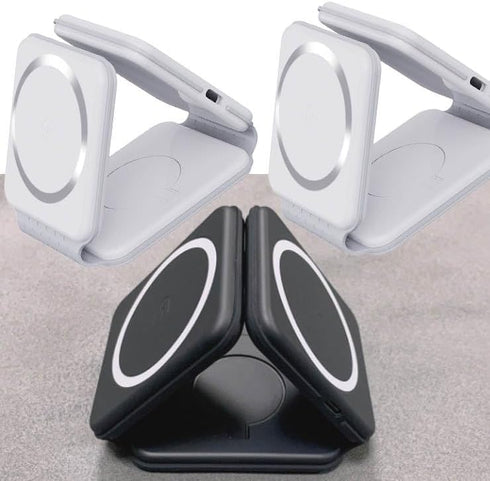 Fast Foldable wireless charger with strong magnet silicone rubber for Android and iOS Smartphones and other iOS devices little Protection bag Incl...