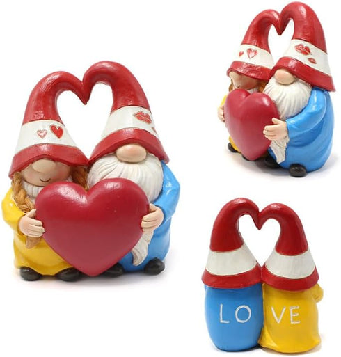 Garden Gnome Outdoor Statues Sweet Couple Gnomes Holding Heart Decor Resin Gnomes Sculptures for Yard Patio Home Lawn Outside Decorations Ornament...