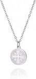 EUEAVAN Jerusalem Crusaders Cross Pendant Necklace Jerusalem Medallion Disc Greek Religious Medieval Jewelry Baptism Gift Women Men...