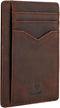 Thin Front Pocket Wallet for Men and Women, RFID Blocking Card Holder, Made of Finest Genuine Leather (Brown)...