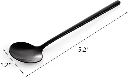 Dicunoy 12 Pack Black Espresso Spoons, 18/10 Stainless Steel Mini Coffee Teaspoons, 5 Inch Small Round Spoon for Tea, Sugar, Dessert, Cake, Ice Cr...