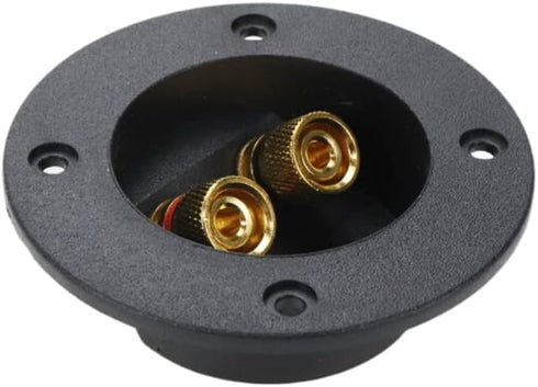 Black Speaker Box Terminal Cup Round 2 Way Binding Post Power Plates Speaker Terminal Wire Cup Box Brass Plate Push Spring Cup Connector with Moun...