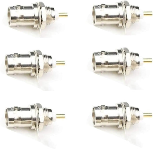 BNC Chassis Panel Mount Socket Female Jack Solder Type Connectors Adapter 6-Pack...
