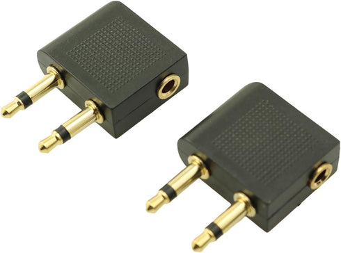 2PCS Gold Plated Dual 3.5mm Male Audio Headphone Jack Airplane Plug Male to Female Aviation Audio Adapter Gold Plated Aviation Headphone Adapter H...