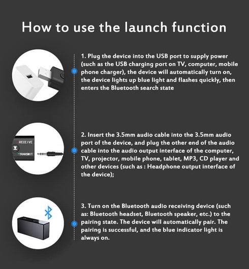 Bluetooth 5.0 2 in1 Transmitter Receiver Converter Car Wireless Audio Adapter USB 3.5mm Aux for TV, Home Stereo, Car Stereo, Headphones, Speakers,...