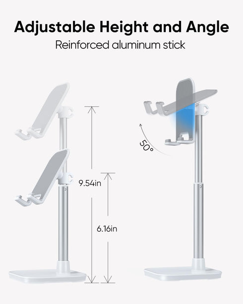 Cell Phone Stand, Height Adjustable Phone Stand for Desk, Desktop Phone Holder Cradle Compatible with iPhone, Pro Max, Galaxy, and All Mobile Phon...