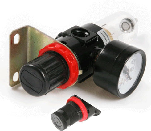 Air Filter and Pressure Regulator with Water Trap, Ideal to use in Compressor and pneumatic tools, NPT 1/4", 0-150 psi, AFR2000 - FLUIDTEC...