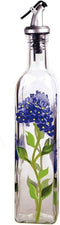 Grant Howard Hand Painted Square Cruet with Pourer, Blue Hydrangeas, 16 oz., Blue...