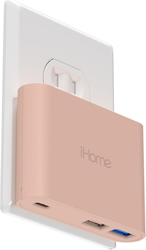 iHome 32W AC Pro Multi Port USB Wall Charger Block - Charging Station for Multiple Devices with 3 USB Ports (1 USB-C, 2 USB-A) - Fast Charging, Un...