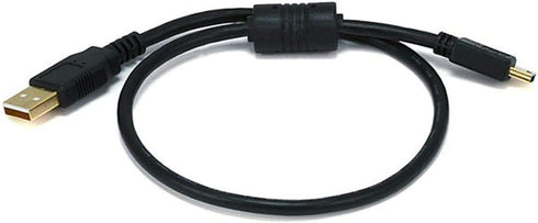 Monoprice 1.5-Feet USB 2.0 A Male to Mini-B 5pin Male 28/24AWG Cable with Ferrite Core (Gold Plated) (105446),Black......