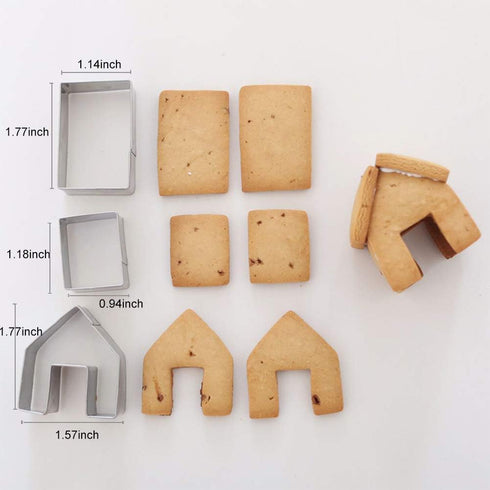 SIENON Gingerbread House Cookie Cutter Set 3pcs, 3D Stainless Steel Mini Christmas House Cookie Cutter Kit, Ginger bread Biscuit Cookie Mold Mug T...