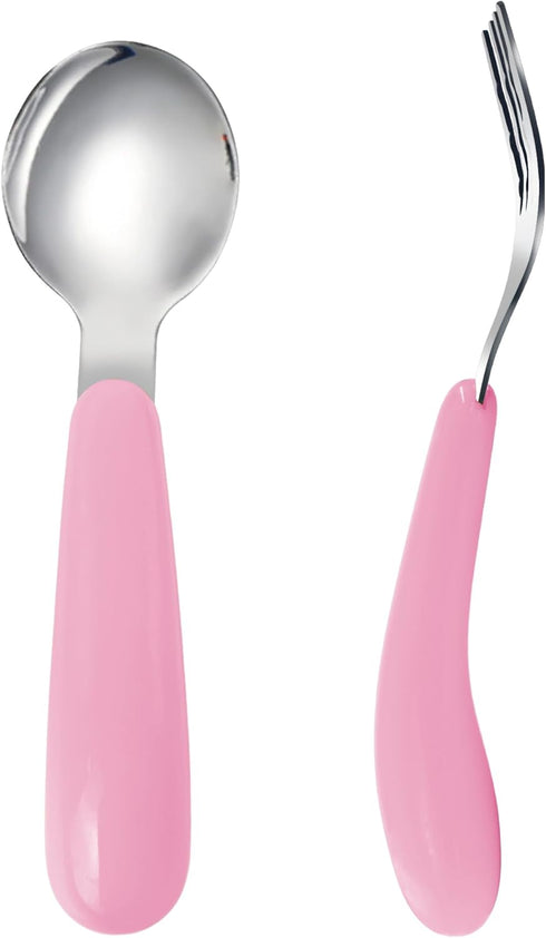 VANRA 2 Pieces Toddler Fork and Spoon Set with Travel Case 18/8 Stainless Steel Toddler Utensils Kids Silverware Children Flatware Child Cutlery S...