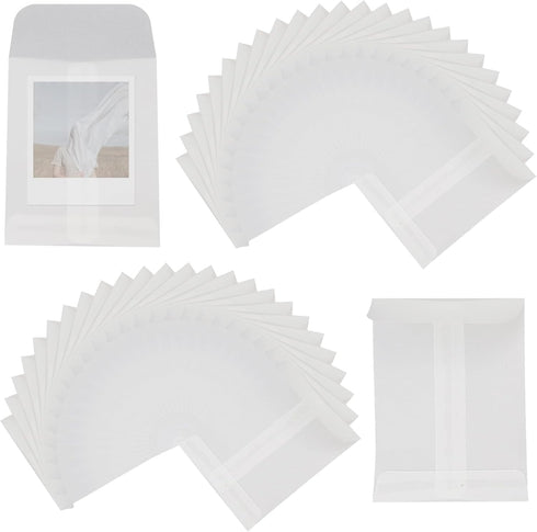 Antrader Glassine Envelopes 3x4 Inch,50PCS Glassine Mini Lotto Lottery Ticket Holders Wedding Guest Favor Tissue Envelope Holder for Scratch Stamp...