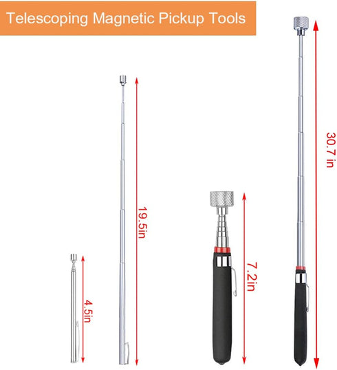 3 Pack Telescoping Magnet Pick-up Tool Set - Retrieving Telescoping Magnet Pickup Tools?Extendable Magnetic Pick Up Tools?Bendable Spring Magnet S...