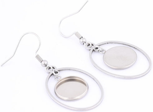 20pcs Stainless Steel Earring Base Blanks Fit 12mm Round Cabochon Bezel Setting Trays DIY Jewelry Making Supplies...