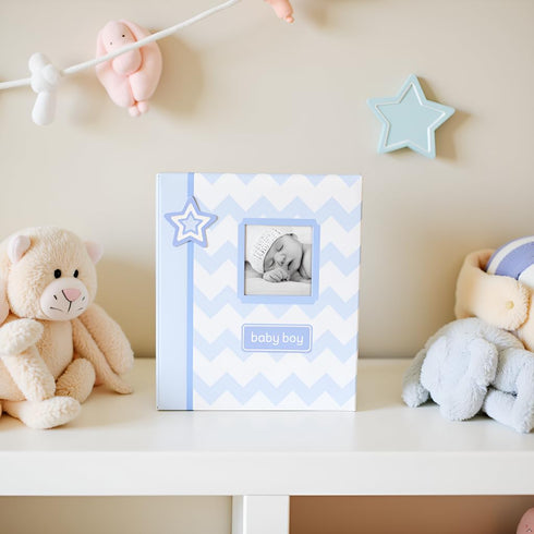 Lil' Peach First 5 Years Chevron Baby Memory Book, Newborn Milestone Keepsake Journal Scrapbook, Gift For New And Expecting Parents, 46 Fill In Pa...