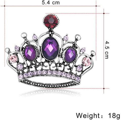 Rhinestone Crown Pin Brooch Women Pin Brooches Purple and Red Crown Lapel Pin Charm Jewelry Clothing Wear Accessori Fashion Couple Gifts...