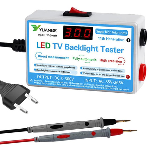 LED TV Backlight Tester, LED Strip Lamp Beads Repair Testing Tool with Gold Plated Pin and Power Cable 0-300V Adaptive Voltage, Measurement Instru...