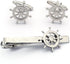 Rudder Fishing Navy Sailor Boat Sea Tie Clip and Cufflinks Set...