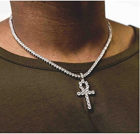 putouzip 18K Gold Iced Out Cross Pendant 316L Stainless Steel Cuban Link Chain Necklace For Men Women...