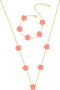 Gold Plated Stainless Steel Flower Bracelet and Necklace Jewelry Set for Women...