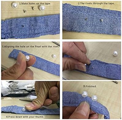 AKOAK 100 Set Pearl Rivet,Half Hole Faux Pearls Rivets Studs Buttons for Hat/Shoe/Clothes/Bag/Skirt/Bridal Veil DIY Accessories (10.0mm)...
