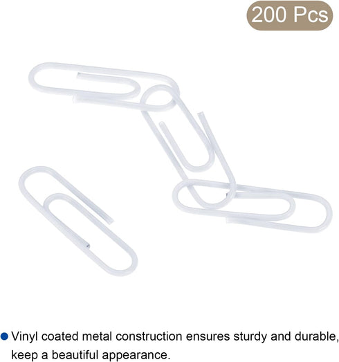 MECCANIXITY Paper Clips Small Size 1.1 Inch Vinyl Coated to Prevent Tearing Pages with Box for Organize Office Home White Count 200...