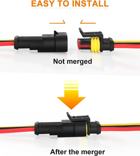 NAOEVO 3 Pin Connector Waterproof?16 AWG 3 Wire Connectors, Automotive Electrical Connectors Male And Female Way With Heat Shrink Tubing For Car T...