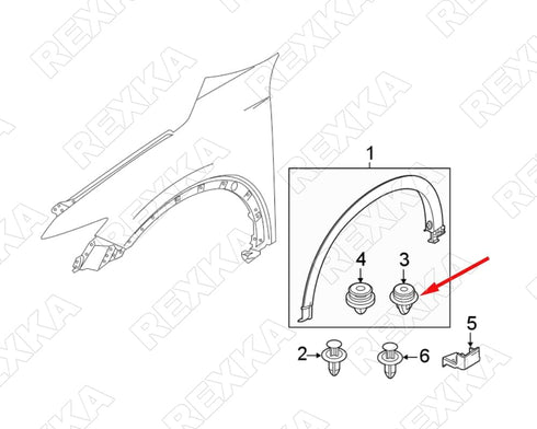 Rexka 25pcs Wheel Opening Molding Retainer Clip KB8A-51-W24A Compatible with Mazda 3, CX-30, CX-5...