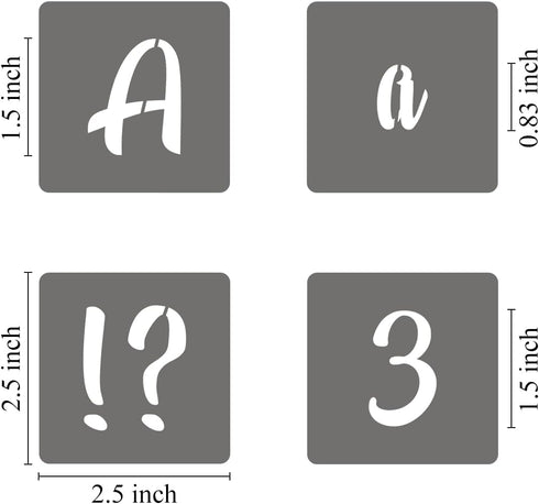 1.5 Inch Alphabet Letter Stencils - 70 Pack Letter Number Stencil Templates with Signs for Painting on Wood, Reusable Calligraphy Letters and Numb...