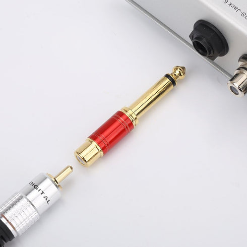 MOBOREST 1/4 in to RCA Female Pure Copper Adapter, 6.35mm Mono TS Plug Male 1/4 inch to RCA Female Stereo Interconnect Audio Adapter, (Red-2Pack)...