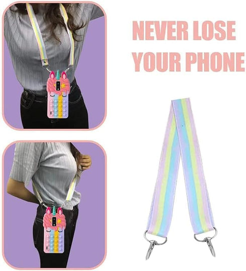 for TracFone Blu View 4 Case Fidget Toys Phone Case Push Pop Bubble Stress-relief Full Body Protection Shockproof Silicone Case with Lanyard for T...
