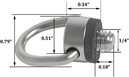 Stainless Steel D Ring Screw Hinged Holder Camera Fixing Screw 1/4"-20 Thread for Tripod DSLR Cameras for Quick Release Wrist Strap Sling 2 Pack...