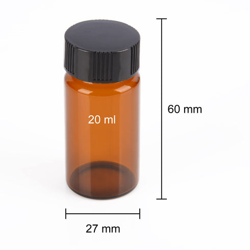 stonylab Brown Glass Sample Vials with Cap, Screw Cap Sample Vials Amber Glass Liquid Sampling Bottle Reagent Bottle with Screwcap, Capacity 20 ml...