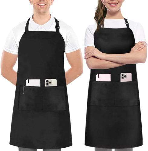Utopia Kitchen 2 Pack Bib Apron, Adjustable with 2 Pockets, Water and Oil Resistant, Cooking Kitchen Chef Apron for Women Men...