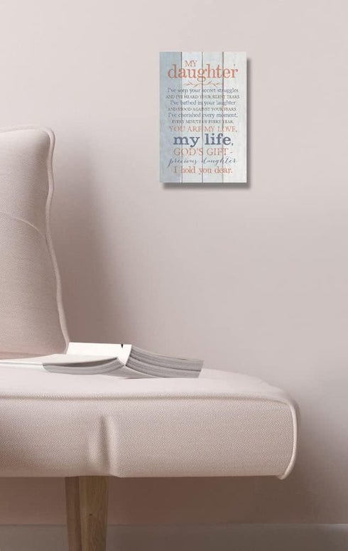 DEXSA Daughter Wood Plaque with Inspiring Quotes 6x9 - Classy Frame Wall & Tabletop Decoration | Easel & Hanging Hook | Christian Family Religious...