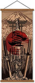 Japan Wall Art Armor Samurai Sword Poster Print On Canvas Skeleton Oriental Art Decoration Wood Framed To Hanging 16”X35”...